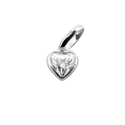 5mm CZ Heart Birthstone Charm STS-Crystal/April