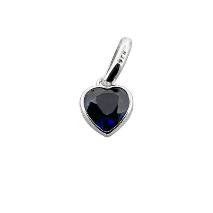 5mm CZ Heart Birthstone Charm STS-Sapphire/September