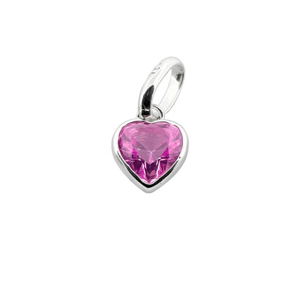 5mm CZ Heart Birthstone Charm STS-Tourmaline/October