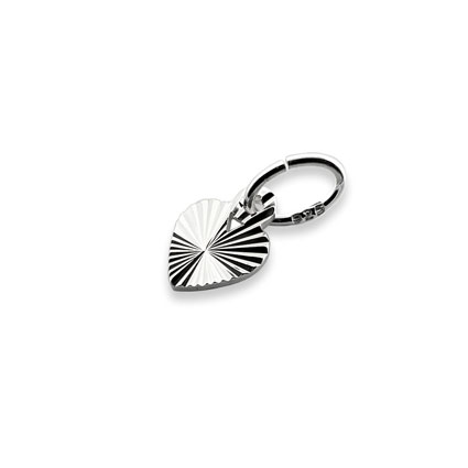 6mm Starburst Heart Charm Sterling Silver