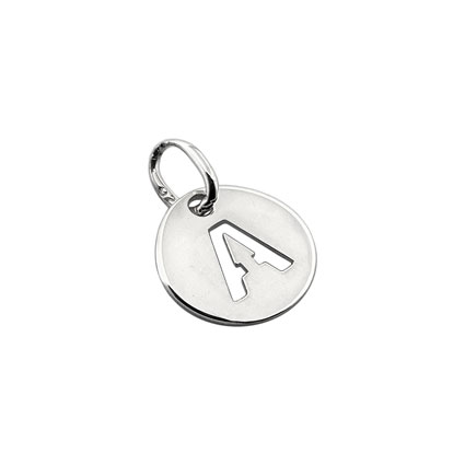 8mm Alphabet Disc Charm Sterling Silver Letter A