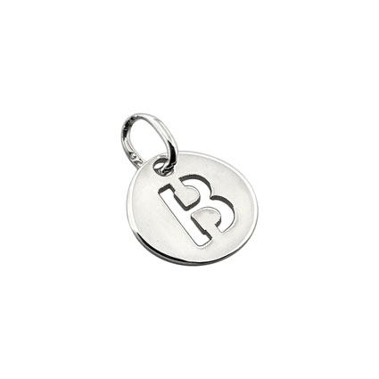 8mm Alphabet Disc Charm Sterling Silver Letter B
