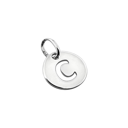8mm Alphabet Disc Charm Sterling Silver Letter C