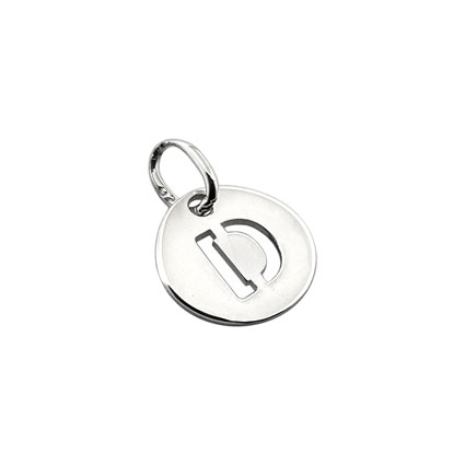 8mm Alphabet Disc Charm Sterling Silver Letter D