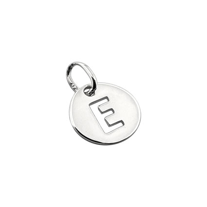 8mm Alphabet Disc Charm Sterling Silver Letter E