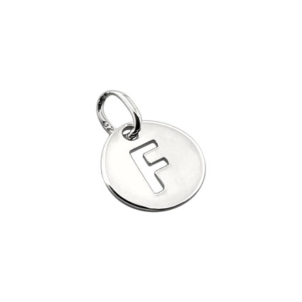 8mm Alphabet Disc Charm Sterling Silver Letter F