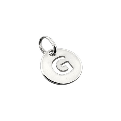 8mm Alphabet Disc Charm Sterling Silver Letter G