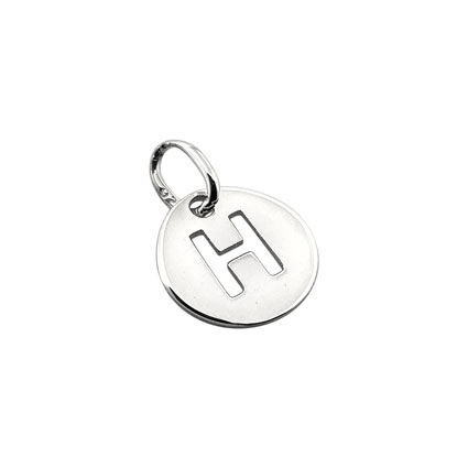 8mm Alphabet Disc Charm Sterling Silver Letter H