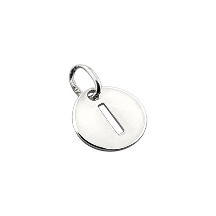 8mm Alphabet Disc Charm Sterling Silver Letter I