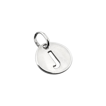8mm Alphabet Disc Charm Sterling Silver Letter J