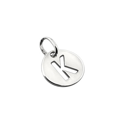 8mm Alphabet Disc Charm Sterling Silver Letter K
