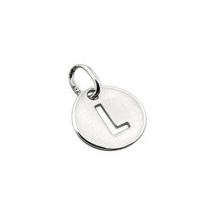 8mm Alphabet Disc Charm Sterling Silver Letter L