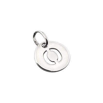 8mm Alphabet Disc Charm Sterling Silver Letter O