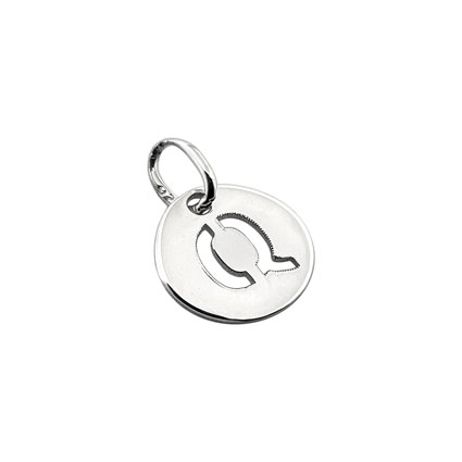 8mm Alphabet Disc Charm Sterling Silver Letter Q