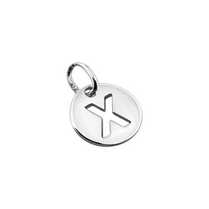 8mm Alphabet Disc Charm Sterling Silver Letter X