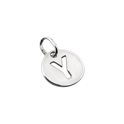 8mm Alphabet Disc Charm Sterling Silver Letter Y