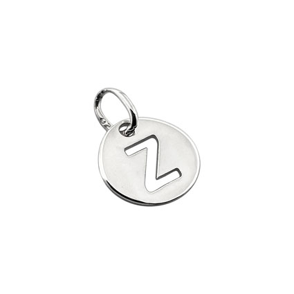 8mm Alphabet Disc Charm Sterling Silver Letter Z