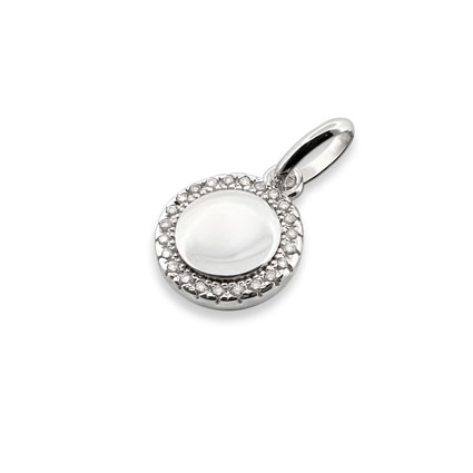 10mm CZ Disc w/7mm Plate Blank Charm Sterling Silver