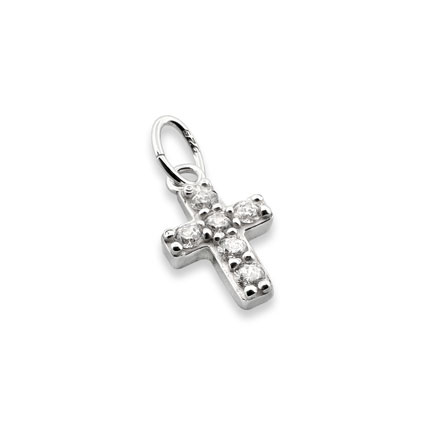 10mm CZ Cross Charm Sterling Silver