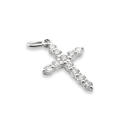 15mm CZ Cross Charm Sterling Silver