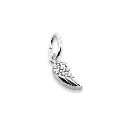 8mm CZ Angel Wing Charm Sterling Silver
