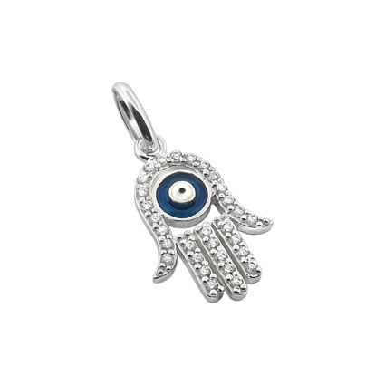 16mm CZ Hamza Pendant Sterling Silver