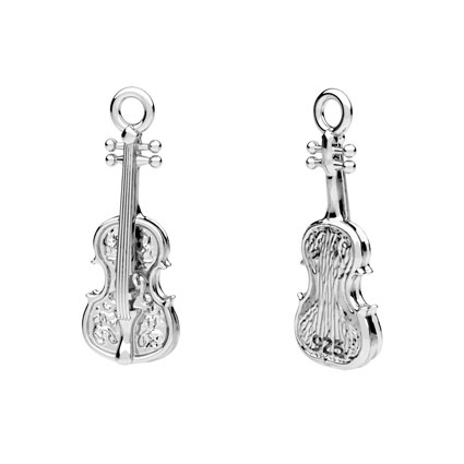 17mm Violin Charm Sterling Silver