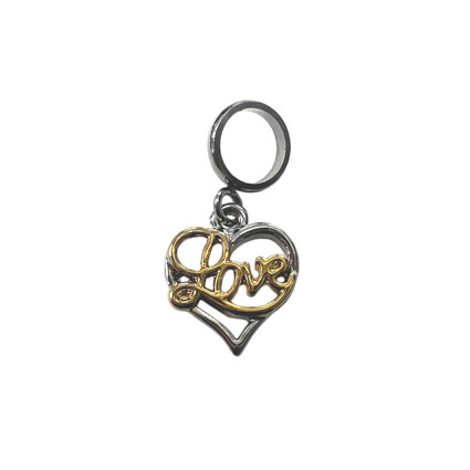 12.5mm Love Heart Charm w/ 6mm Slider SP