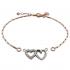 Square Bar Link Open Connector Bracelet 925 Silver with Rose Gold Plating
